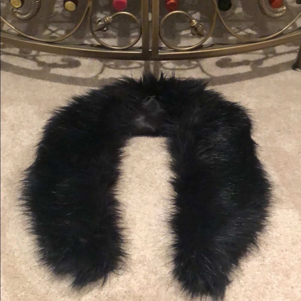 Black faux fur scarf/ shrug. 43 inches long.